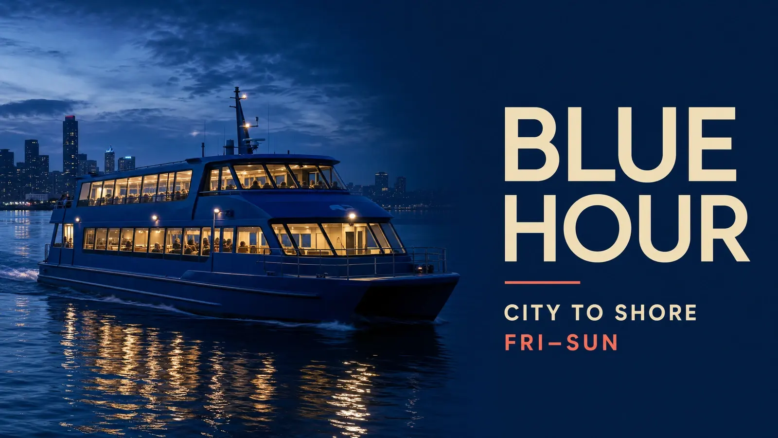 Blue Hour night-ferry campaign with a realistic ferry and three lines of editorial copy created with GPT Image 2